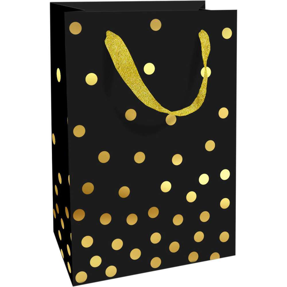Produktabbildung Braun+Company Geschenktüte klein, schwarz/gold Dots
