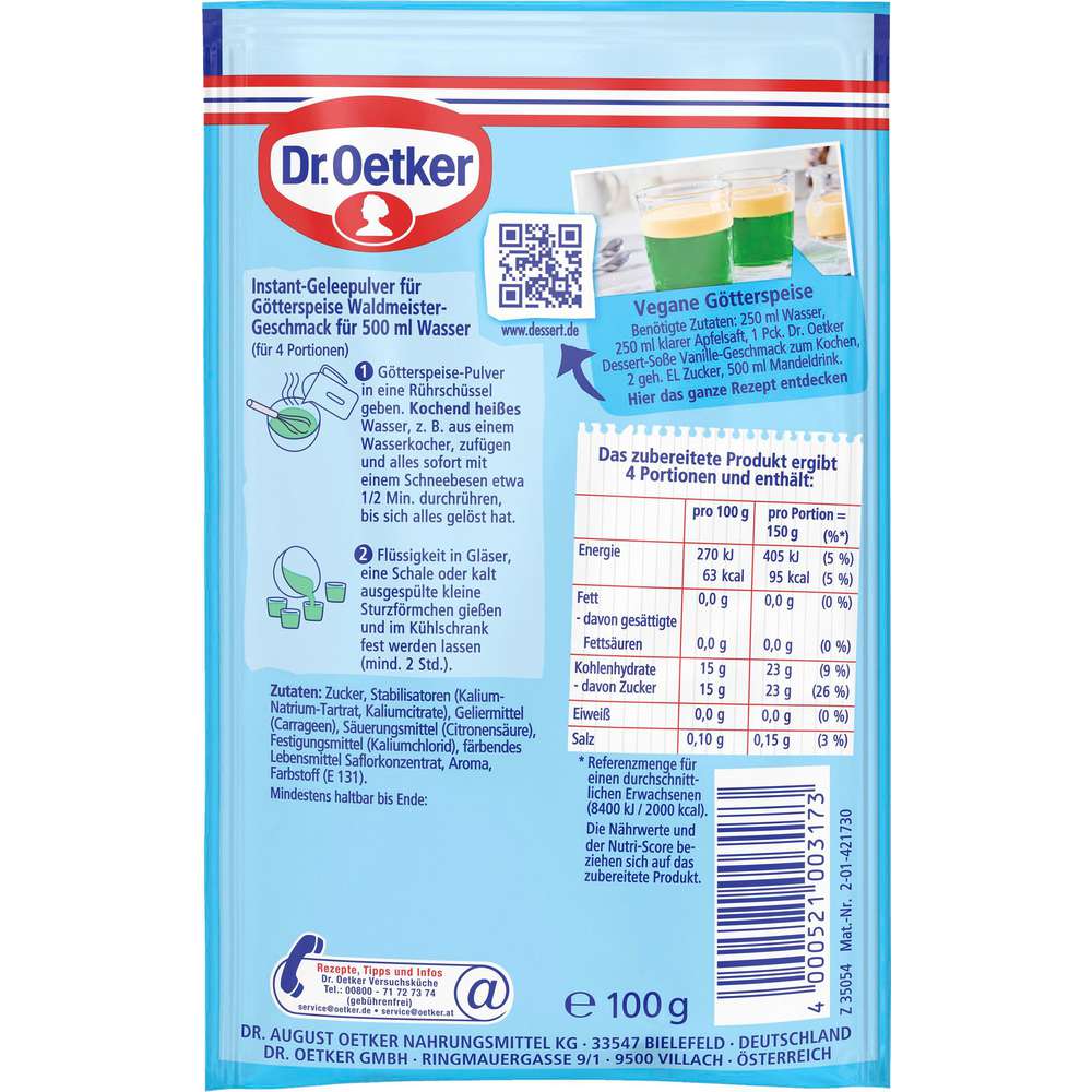 Produktabbildung Dr. Oetker Instant Götterspeise, Waldmeister