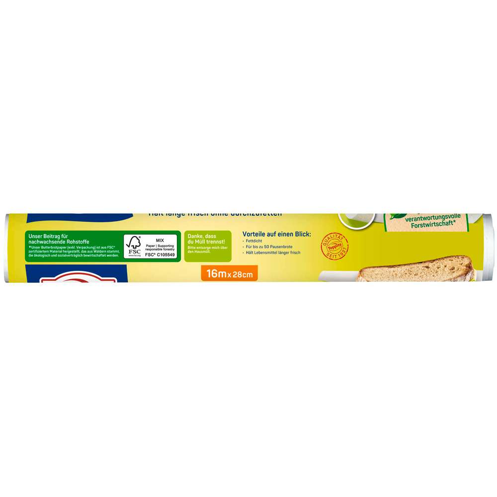 Produktabbildung Toppits Butter-Brot-Papier, 16m x 28cm