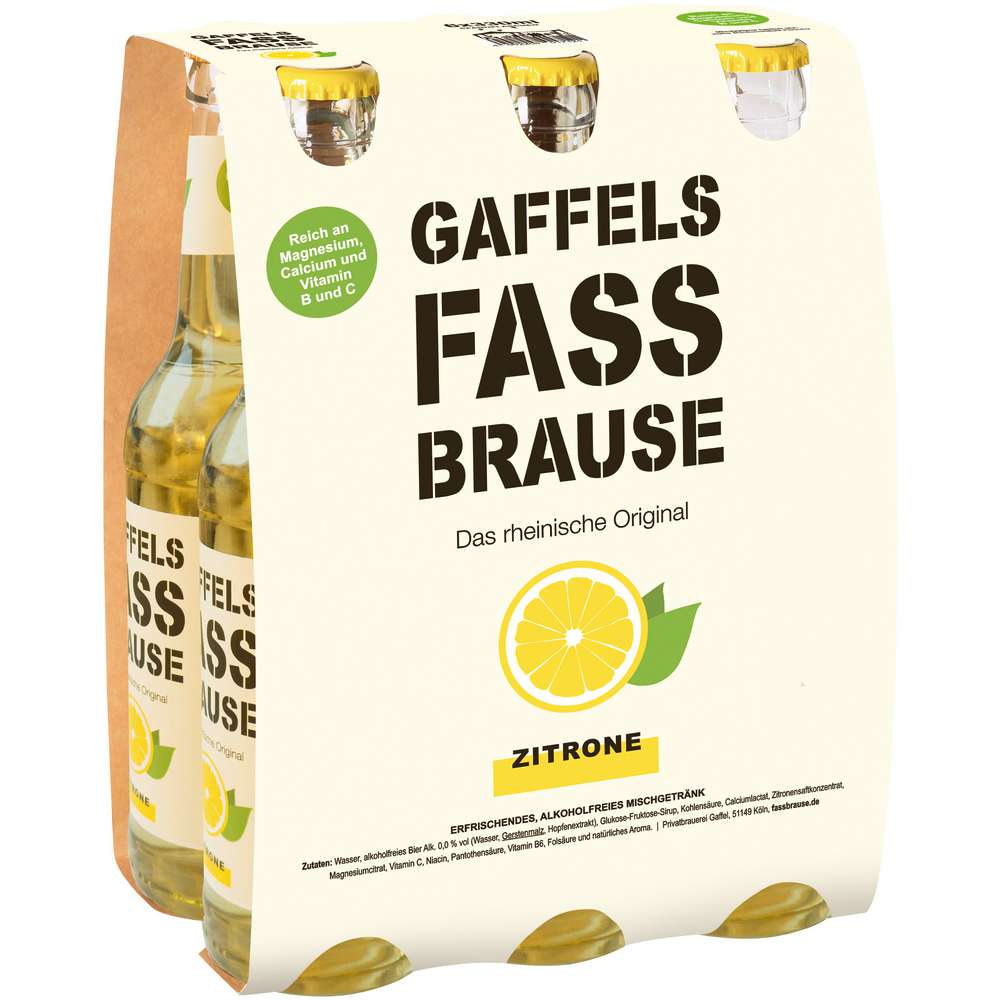 Produktabbildung Gaffel Fassbrause, Zitrone (6x 0,330 Liter)