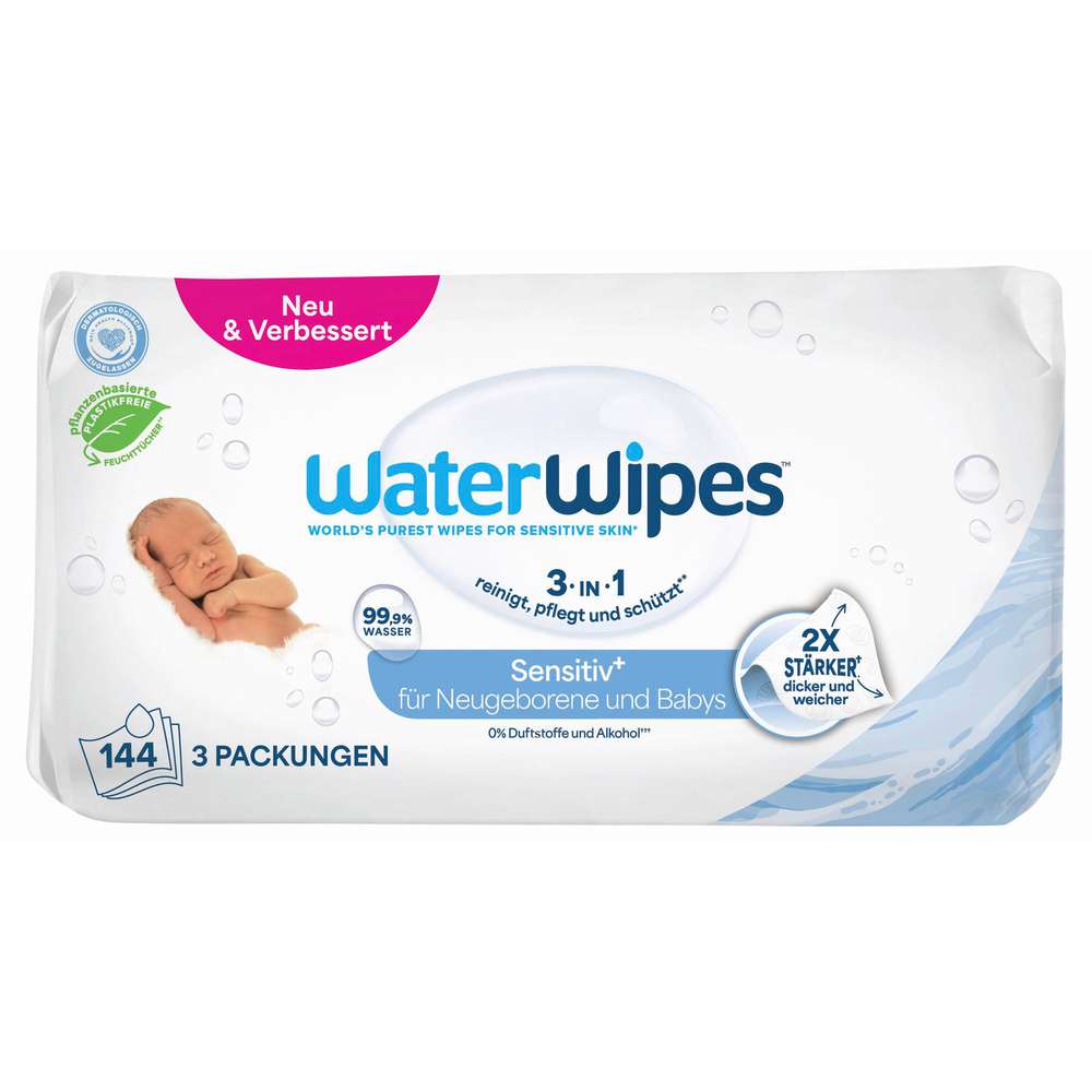 Produktabbildung WaterWipes Feuchttücher, 3 x 48 Stück