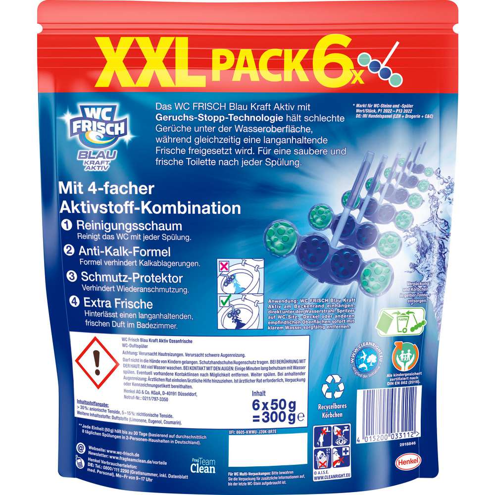 Produktabbildung WC Frisch Kraft Aktiv, Duftspüler Ozeanfrische, XXL Pack