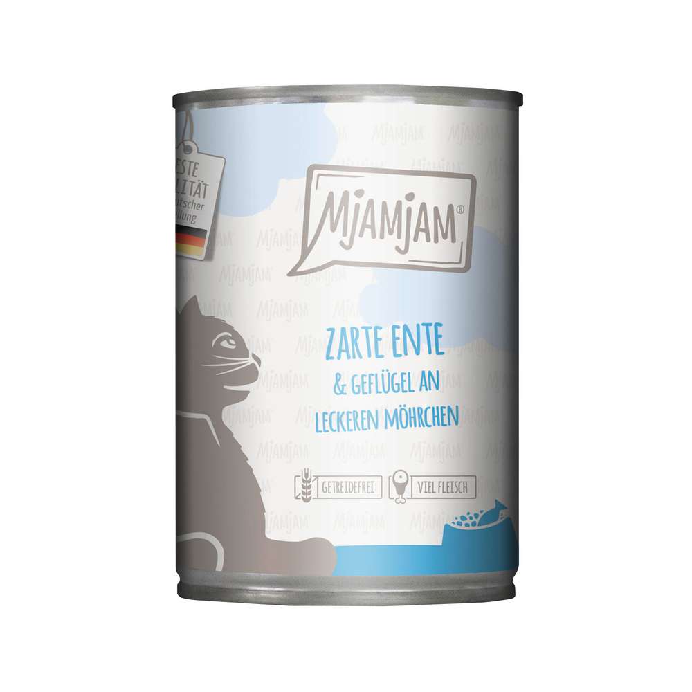 Produktabbildung MjAMjAM Katzen-Nassfutter, Ente/Geflügel/Möhre