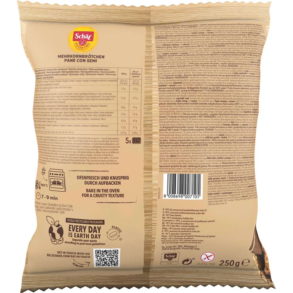 Produktabbildung Schär Mehrkornbrötchen, glutenfrei, tiefgekühlt