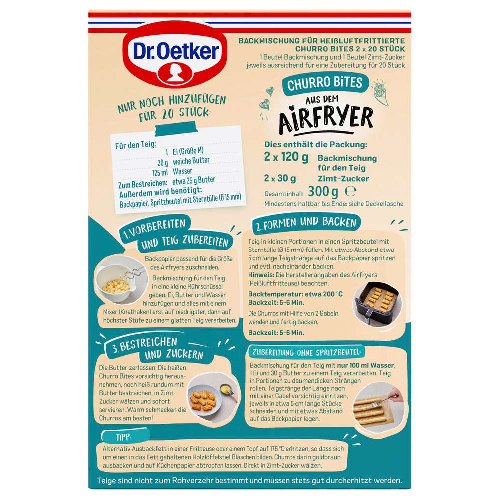Produktabbildung Dr. Oetker Churro Bites Kleine Backideen Airfryer 