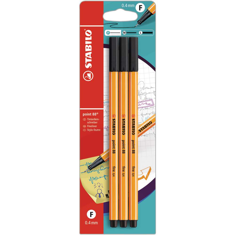 Produktabbildung STABILO Fineliner point 88, 3er Pack schwarz