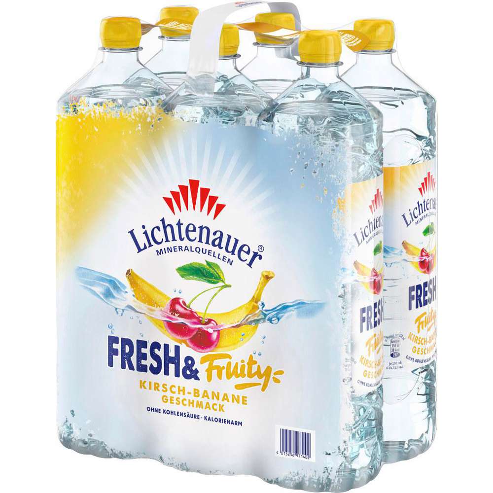 Produktabbildung Lichtenauer Mineralwasser Kirsche-Banane Fresh'n Fruity, Naturelle (6x 1,500 Liter)