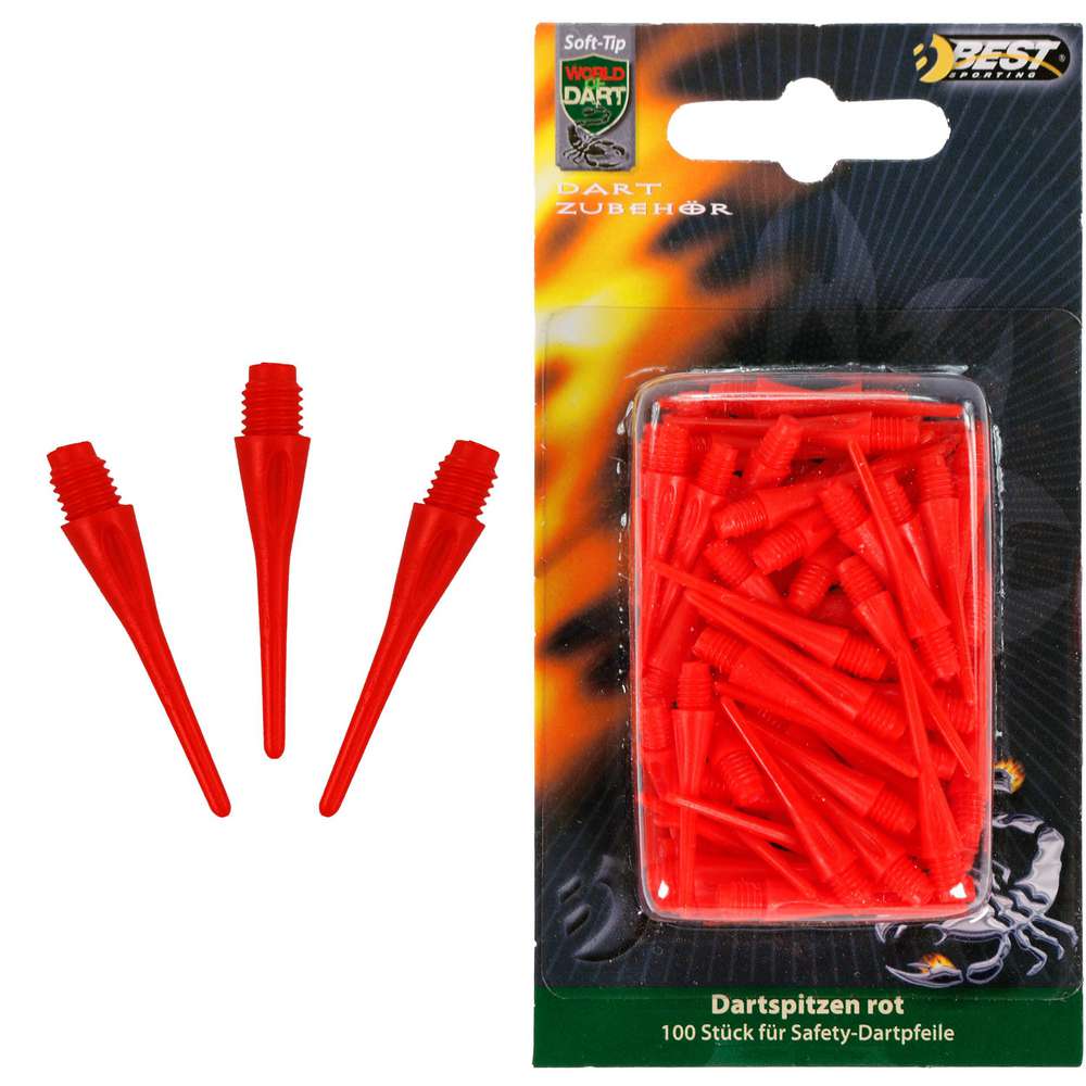 Produktabbildung Best Sport & Freizeit Dart Kunststoff-Spitzen 100 Stück rot