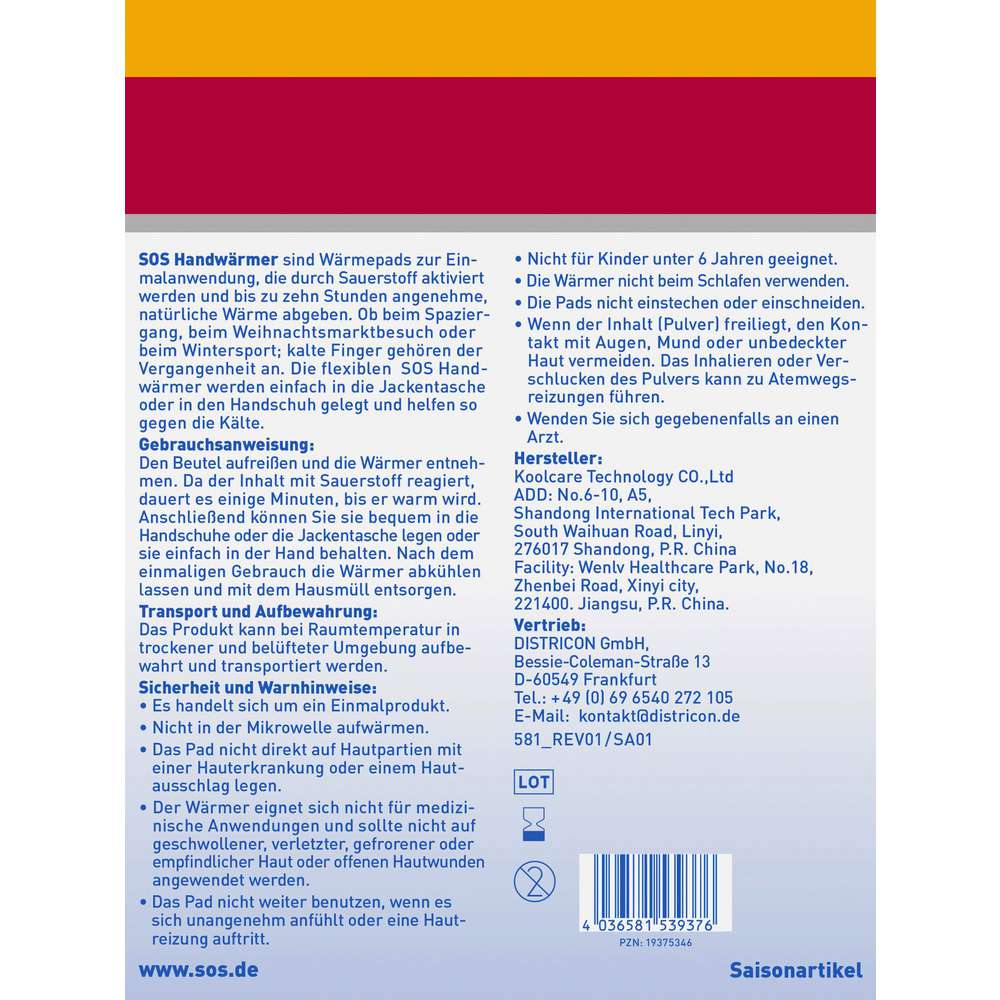 Produktabbildung SOS Handwärmer