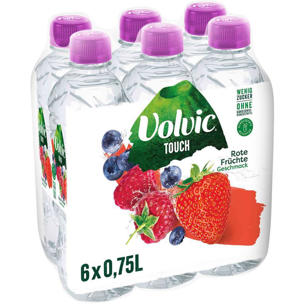 Produktabbildung Volvic Mineralwasser Touch, Rote Früchte, Naturell (6x 0,750 Liter)
