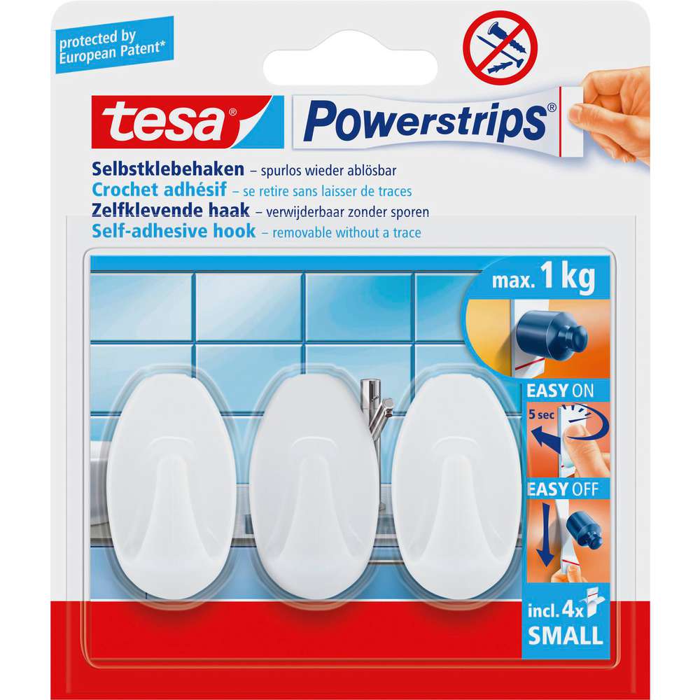 Produktabbildung tesa Selbstklebe-Haken Powerstrips, Oval Weiß