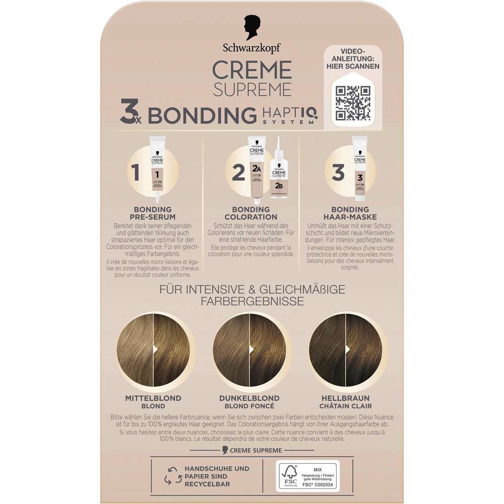 Produktabbildung Schwarzkopf Creme Supreme, 7-0 Natürliches Dunkelblond