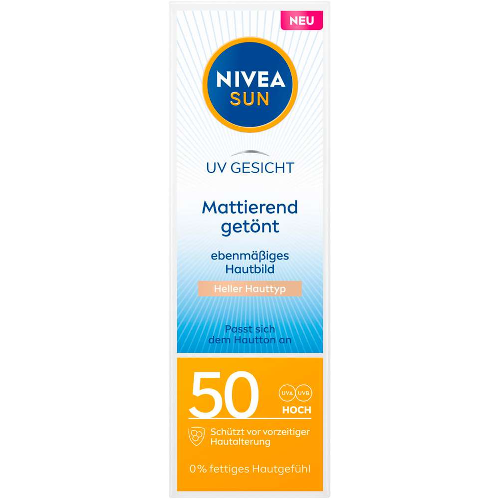 Produktabbildung Nivea Sun UV Gesicht Mattierend getönt LSF 50+, heller Hauttyp