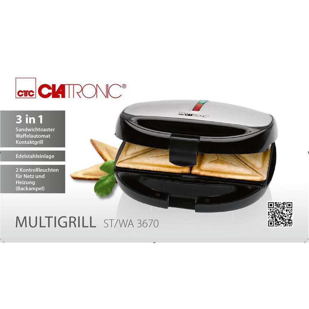Produktabbildung Clatronic Multigrill 3 in 1 ST/WA 3670
