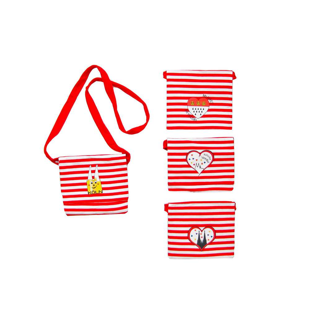 Produktabbildung keine Marke Schultertasche, rot-weiß mit verschiedenen Motiven