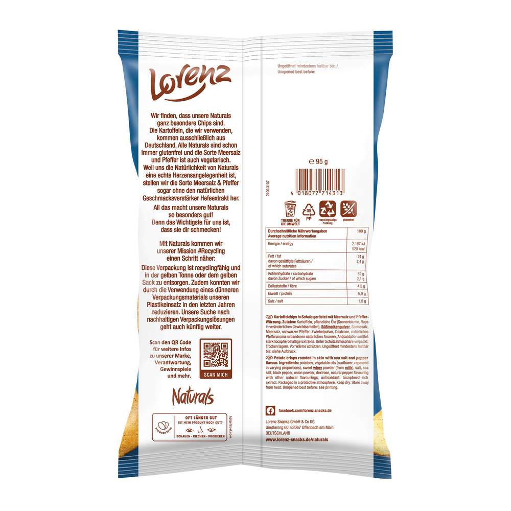 Produktabbildung Naturals Chips Naturals, Meersalz & Pfeffer