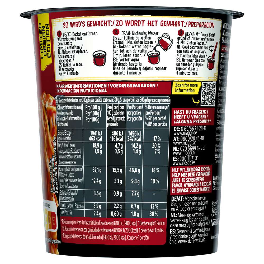 Produktabbildung Maggi Fertiggericht Magic Asia, Saucy Noodles, Sweet Chili