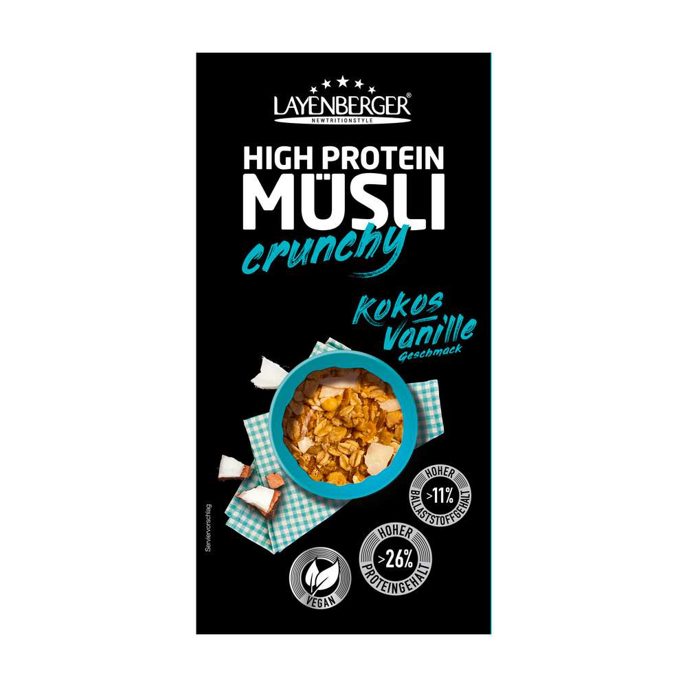 Produktabbildung Layenberger High Protein Müsli Crunchy, Kokos-Vanille