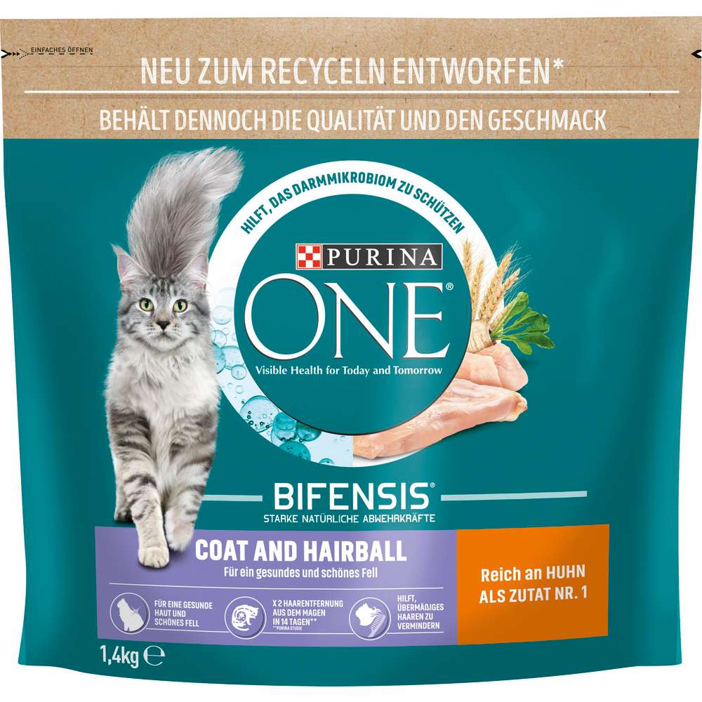 Produktabbildung Purina Katzen-Trockenfutter One, Huhn Coat&Hairball