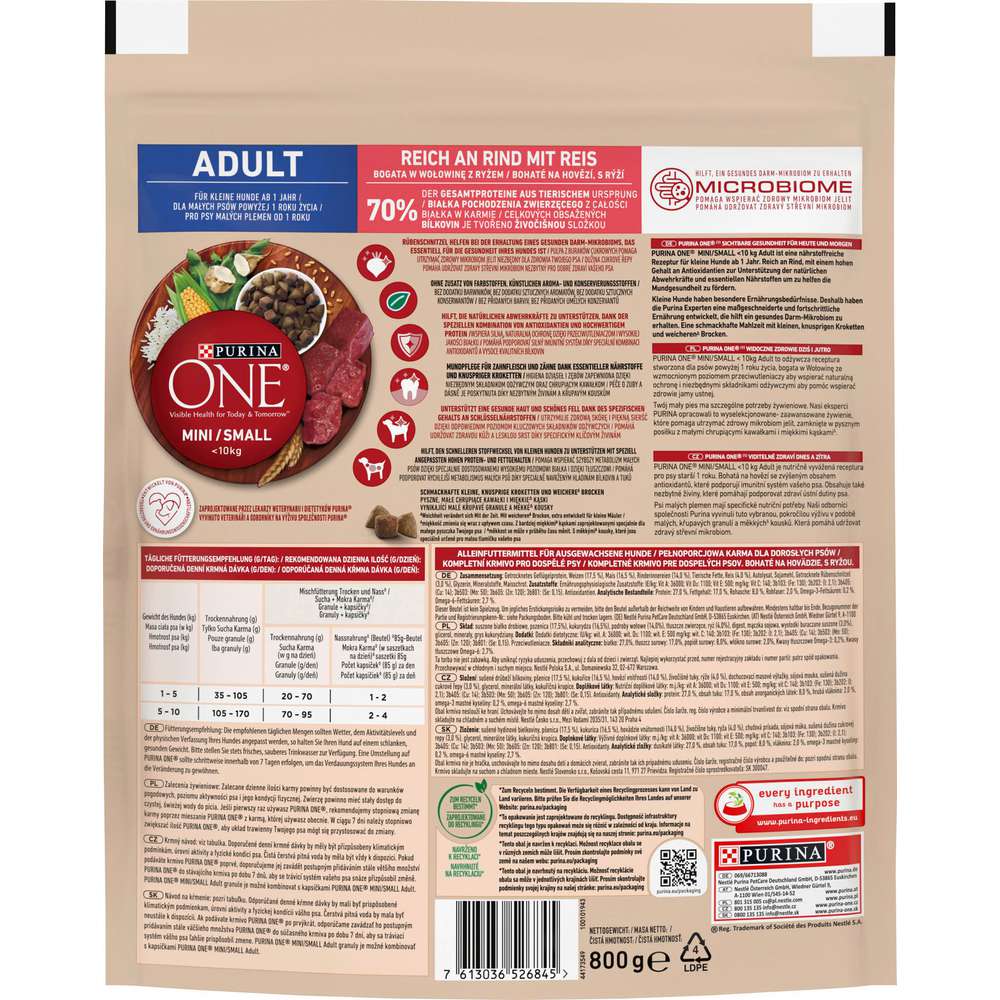 Produktabbildung Purina Hunde-Trockenfutter ONE Adult Mini, Rind/Reis