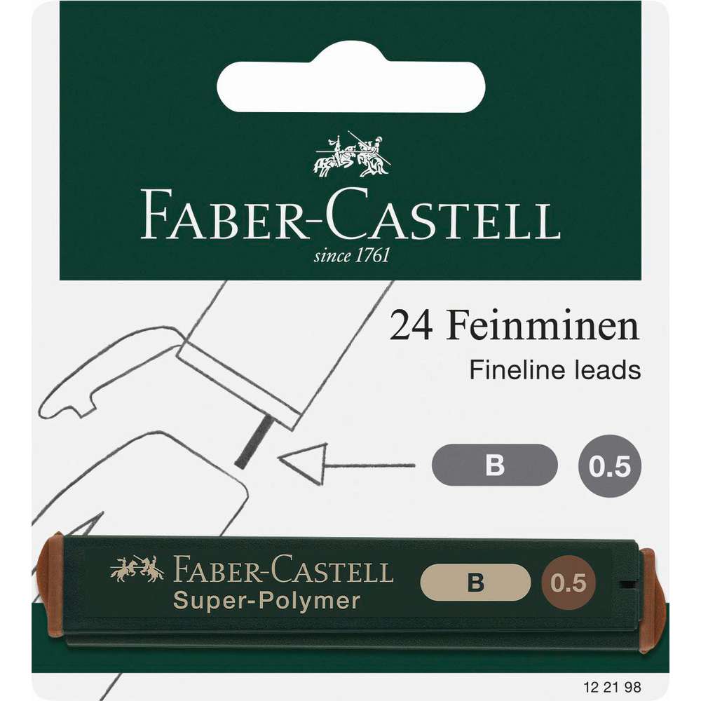 Produktabbildung Faber-Castell Bleistift Feinminen, B, 0,5 mm, 2x12 Stück