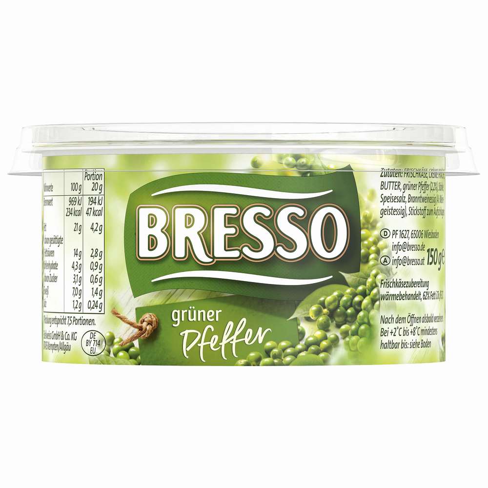 Produktabbildung Bresso Frischkäse, grüner Pfeffer