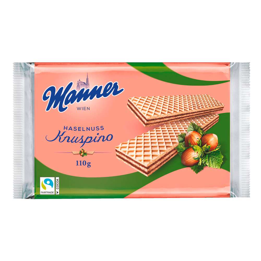 Produktabbildung Manner Knuspino Waffeln mit Haselnusscreme-Füllung