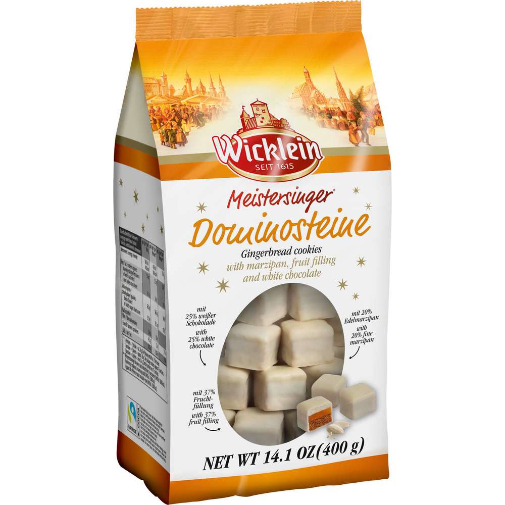 Produktabbildung Wicklein Dominosteine, weiße Schokolade