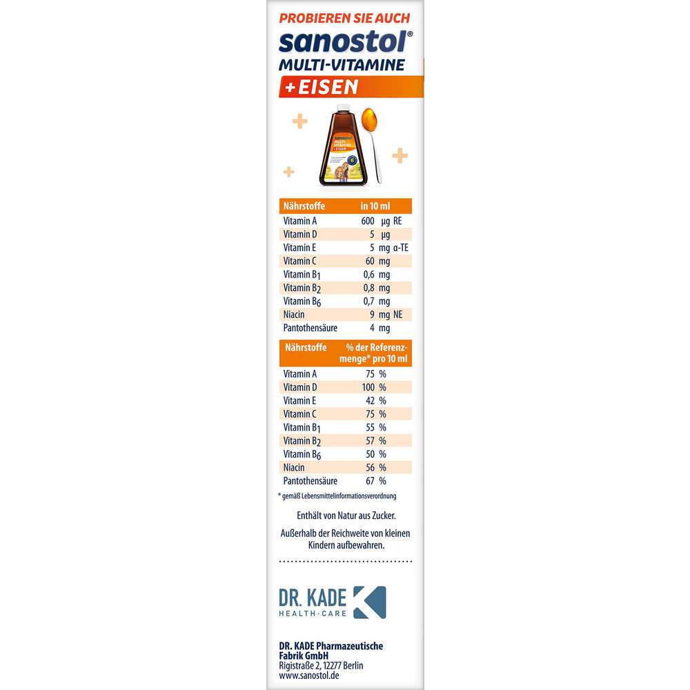 Produktabbildung Sanostol Multi-Vitamine ohne Zuckerzusatz, Orangengeschmack