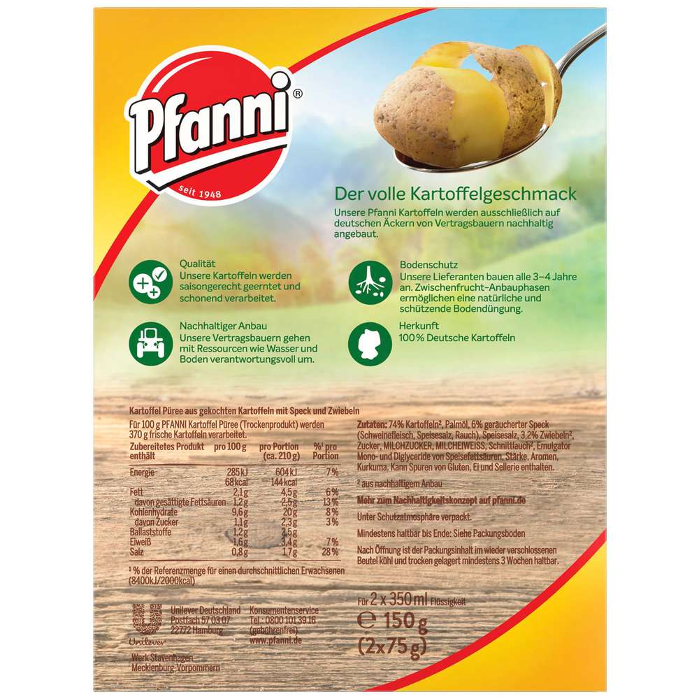 Produktabbildung Pfanni Kartoffel Püree mit Räucherspeck & Zwiebeln