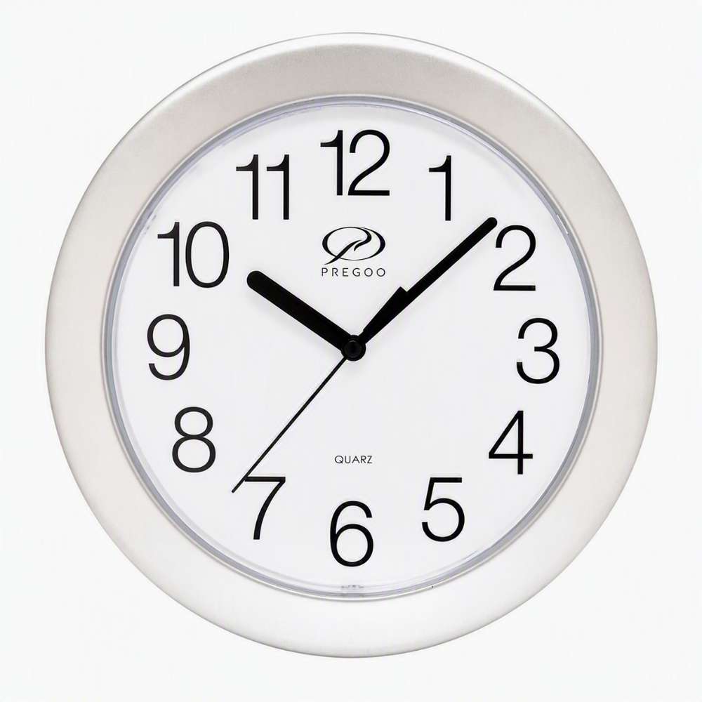Produktabbildung Pregoo Quarzwanduhr, silber