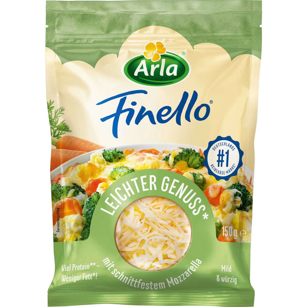 Produktabbildung Arla Finello Käse gerieben, Leicht