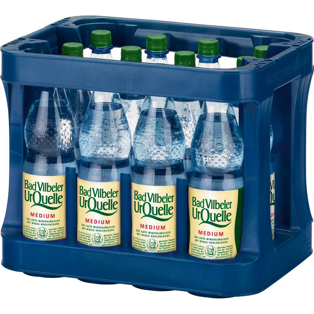 Produktabbildung Bad Vilbeler UrQuelle Mineralwasser, Medium (12x 1,000 Liter)