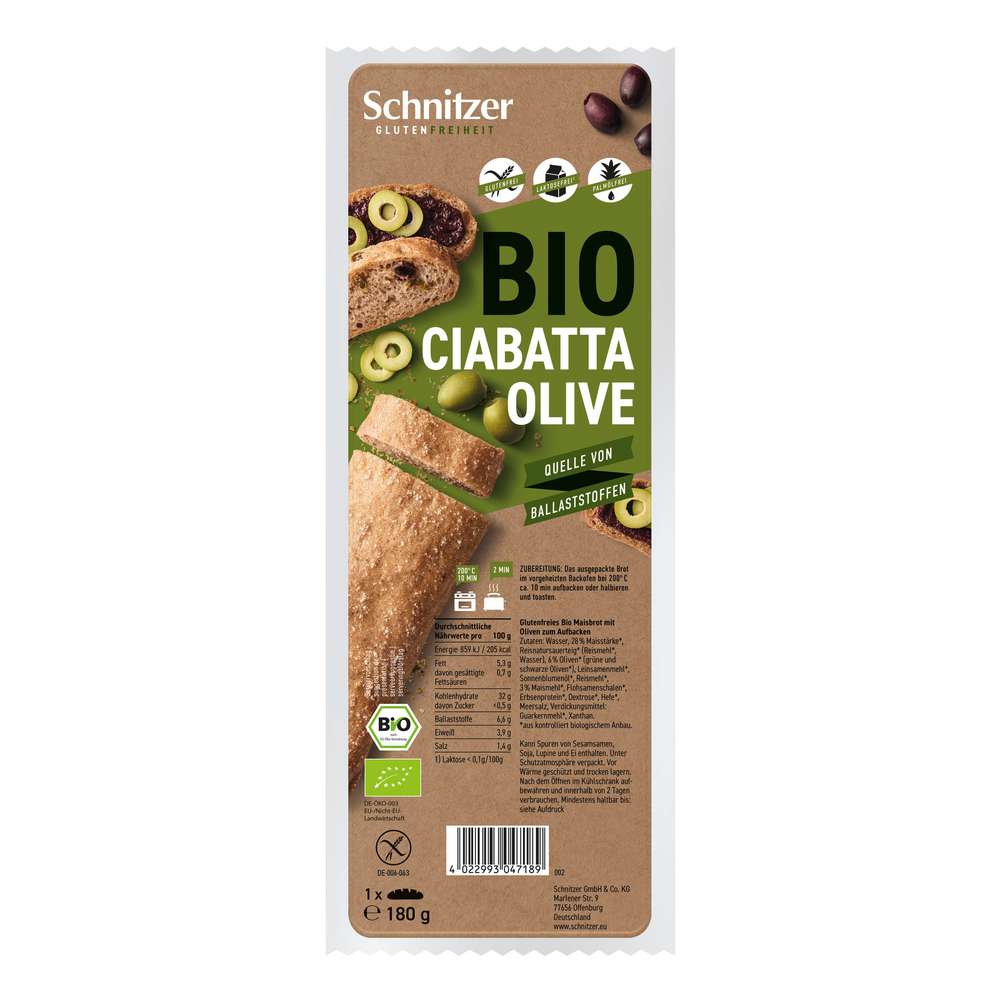 Produktabbildung Schnitzer Bio Ciabatta, Olive