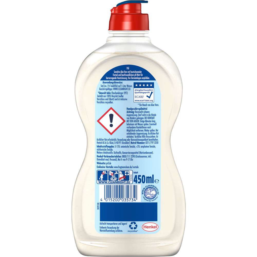 Produktabbildung Pril Geschirrspülmittel Sensitive, Aloe Vera