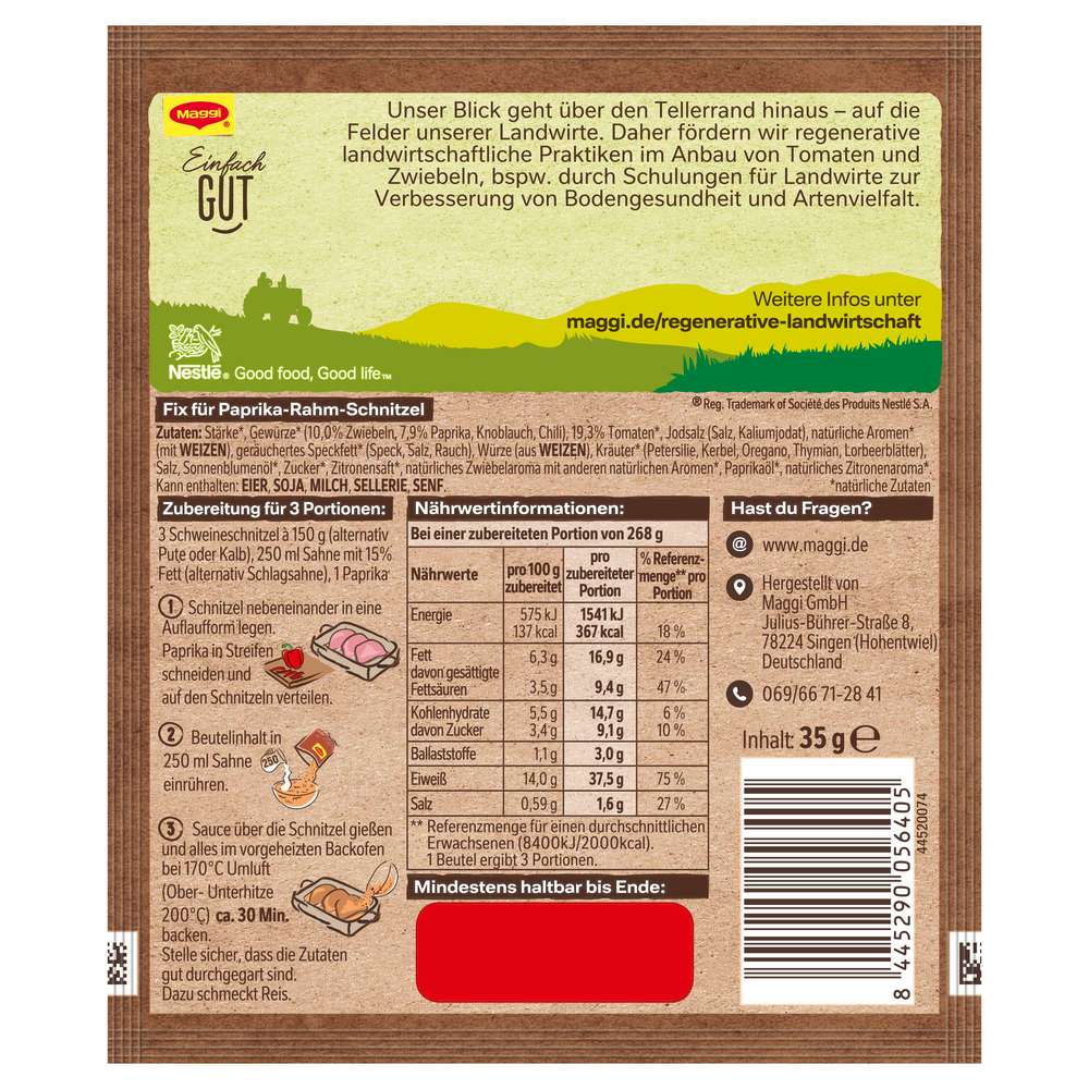 Produktabbildung Maggi Fix, Paprika Rahm Schnitzel