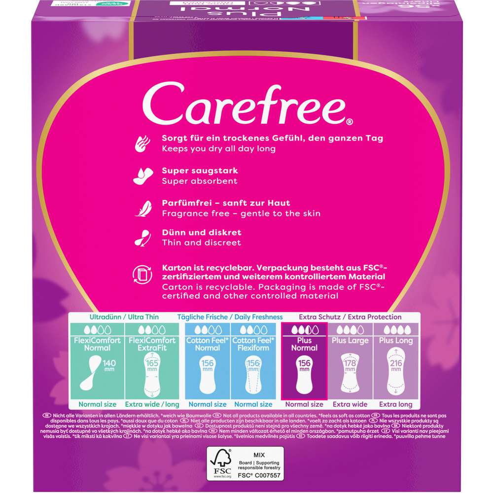 Produktabbildung Carefree Slipeinlagen Plus Normal, leichter Duft, 56er