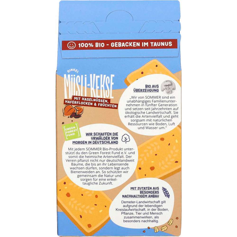 Produktabbildung Sommer Demeter Dinkel Müsli-Kekse Haselnüsse