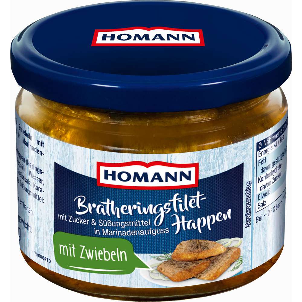 Produktabbildung Homann Bratheringsfilet-Happen mit Zwiebeln