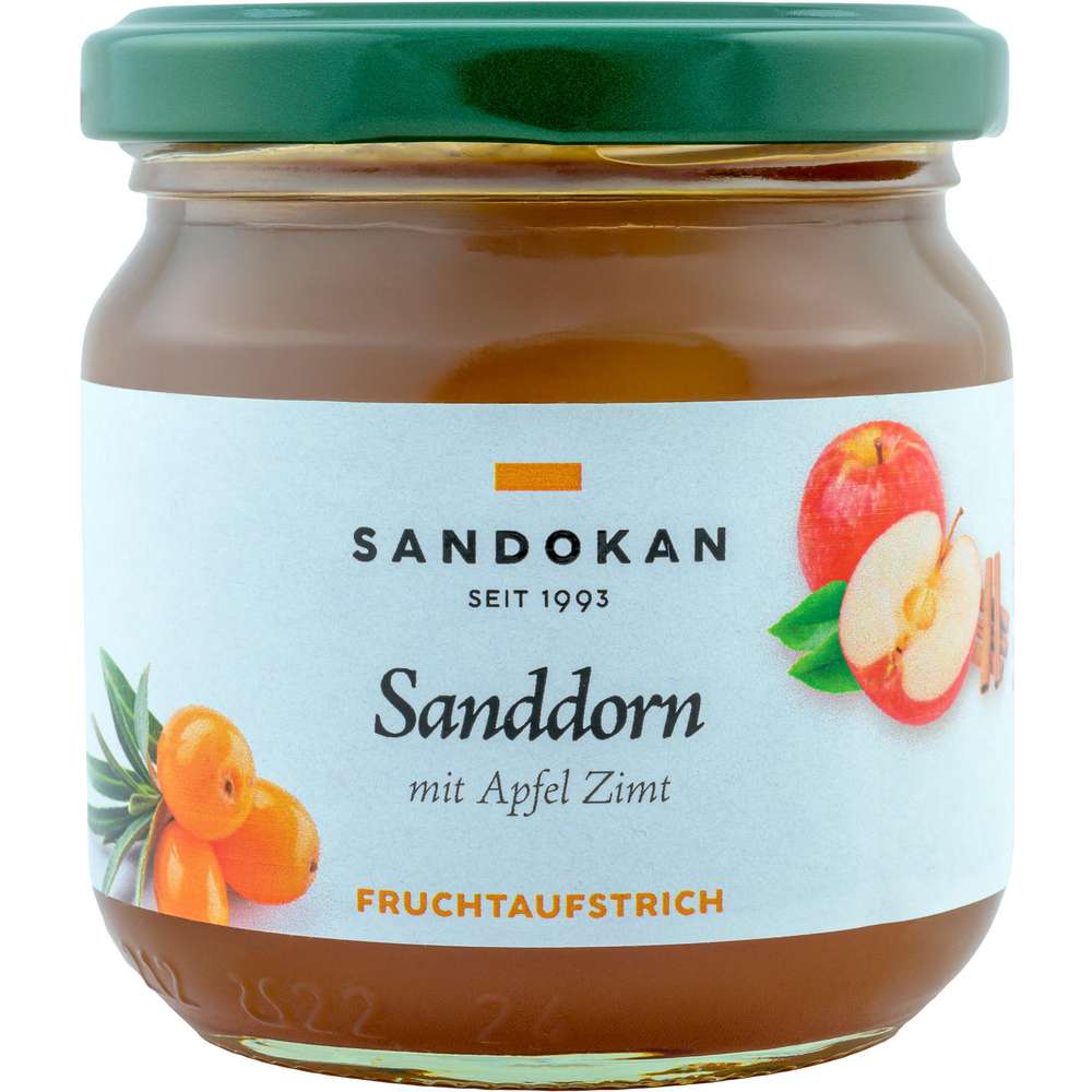 Produktabbildung Sandokan Fruchtaufstrich Sanddorn Apfel-Zimt