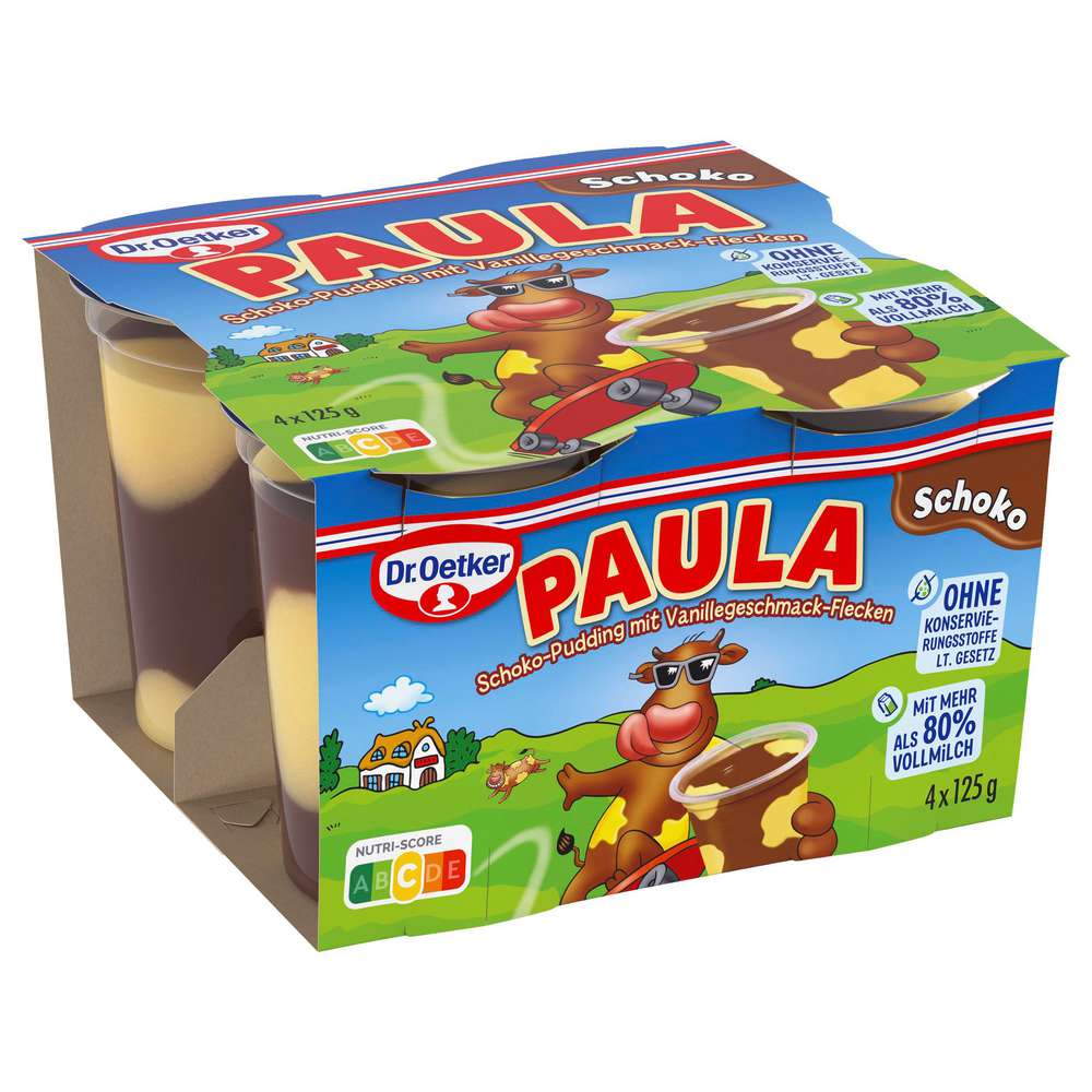 Produktabbildung Dr. Oetker Pudding Paula, Schoko mit Vanilleflecken