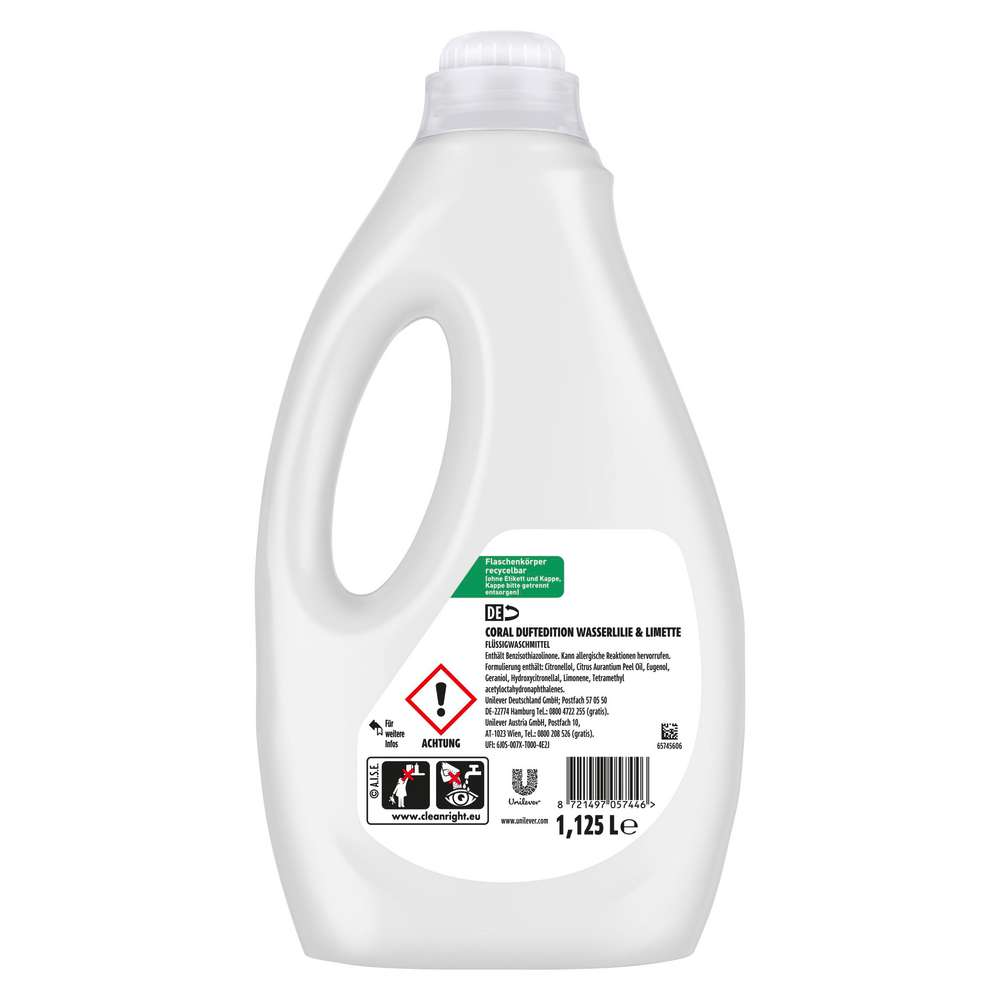 Produktabbildung Coral Fein-Waschmittel flüssig, Wasserlilie & Limette