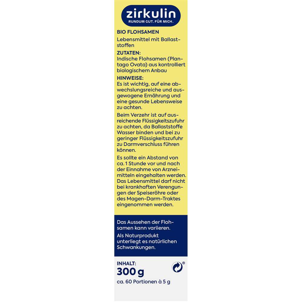 Produktabbildung Zirkulin Bio Flohsamen