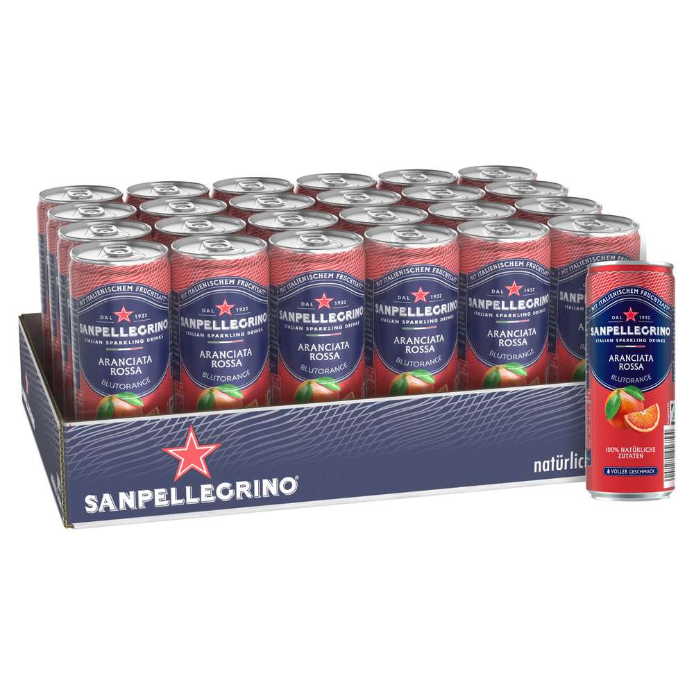 Produktabbildung San Pellegrino Aranciata Rossa, Orangenfruchtsaftgetränk (24x 0,330 Liter)