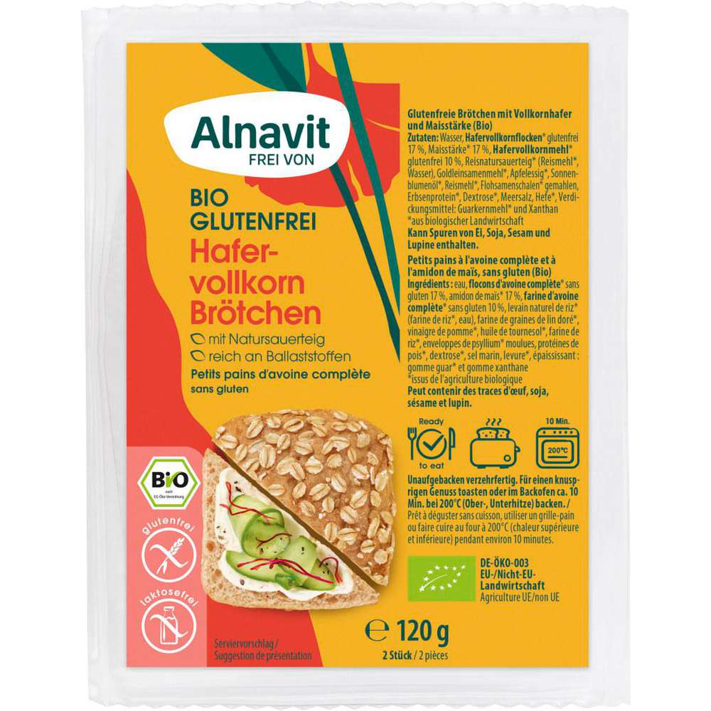 Produktabbildung Alnavit Bio Hafervollkorn Brötchen