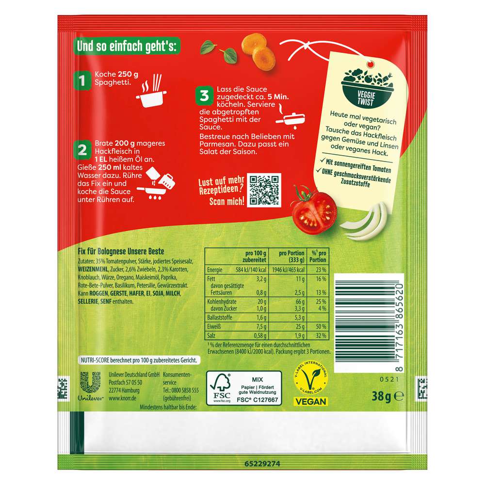 Produktabbildung Knorr Fix-Würzmischung, Bolognese Unsere Beste