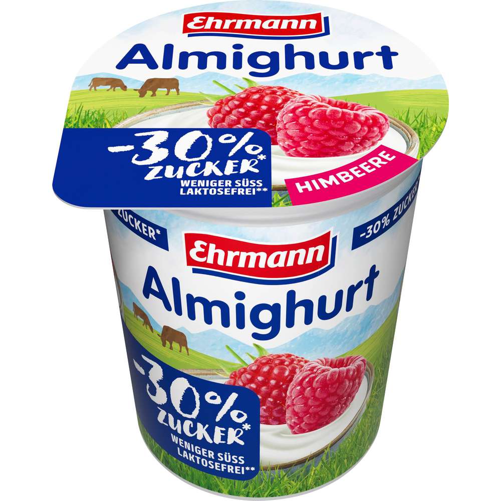 Produktabbildung Ehrmann Fruchtjoghurt Almighurt, Himbeere, 30 % weniger Zucker