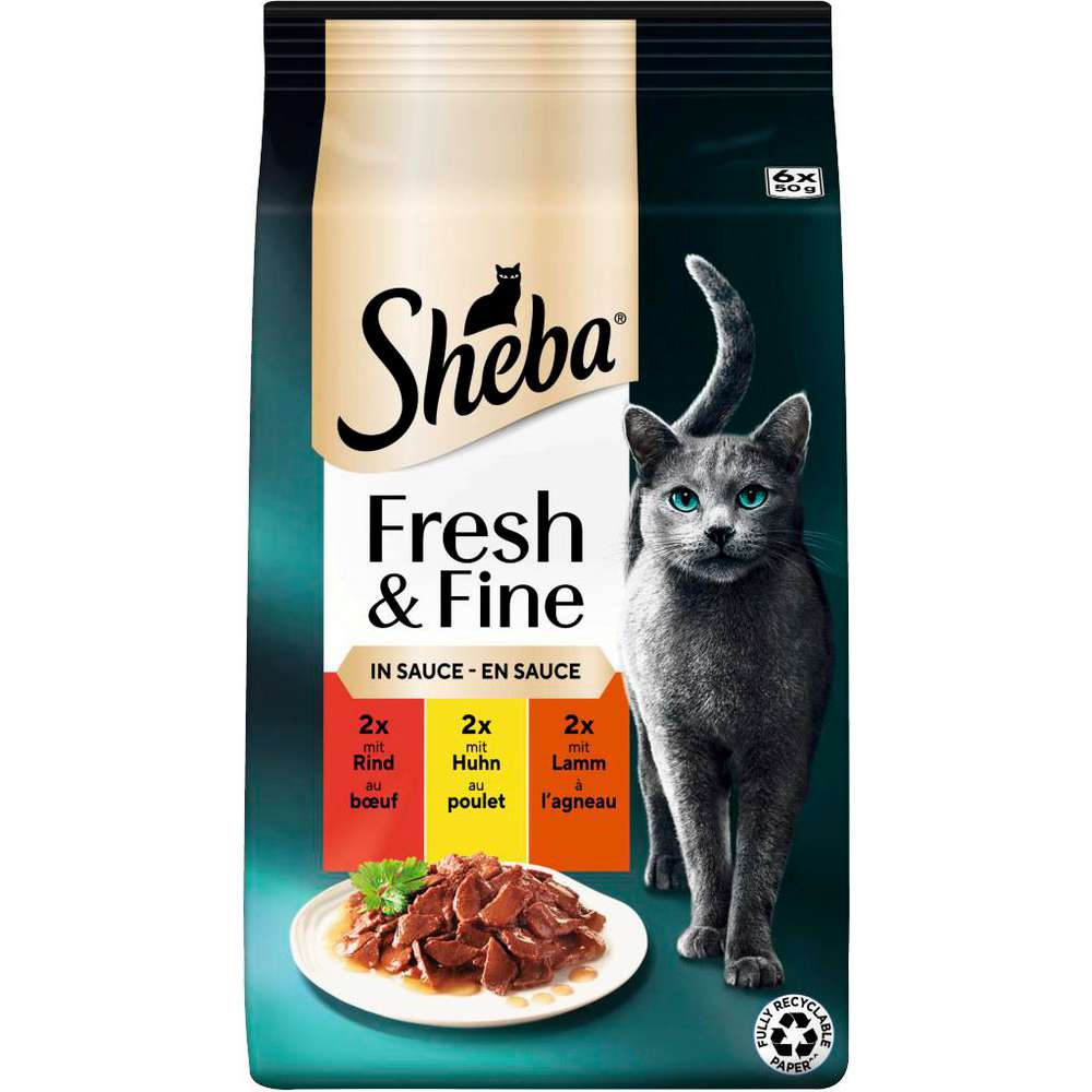 Produktabbildung Sheba Katzen-Nassfutter Fresh Fine, Rind/Huhn/Lamm/Sauce