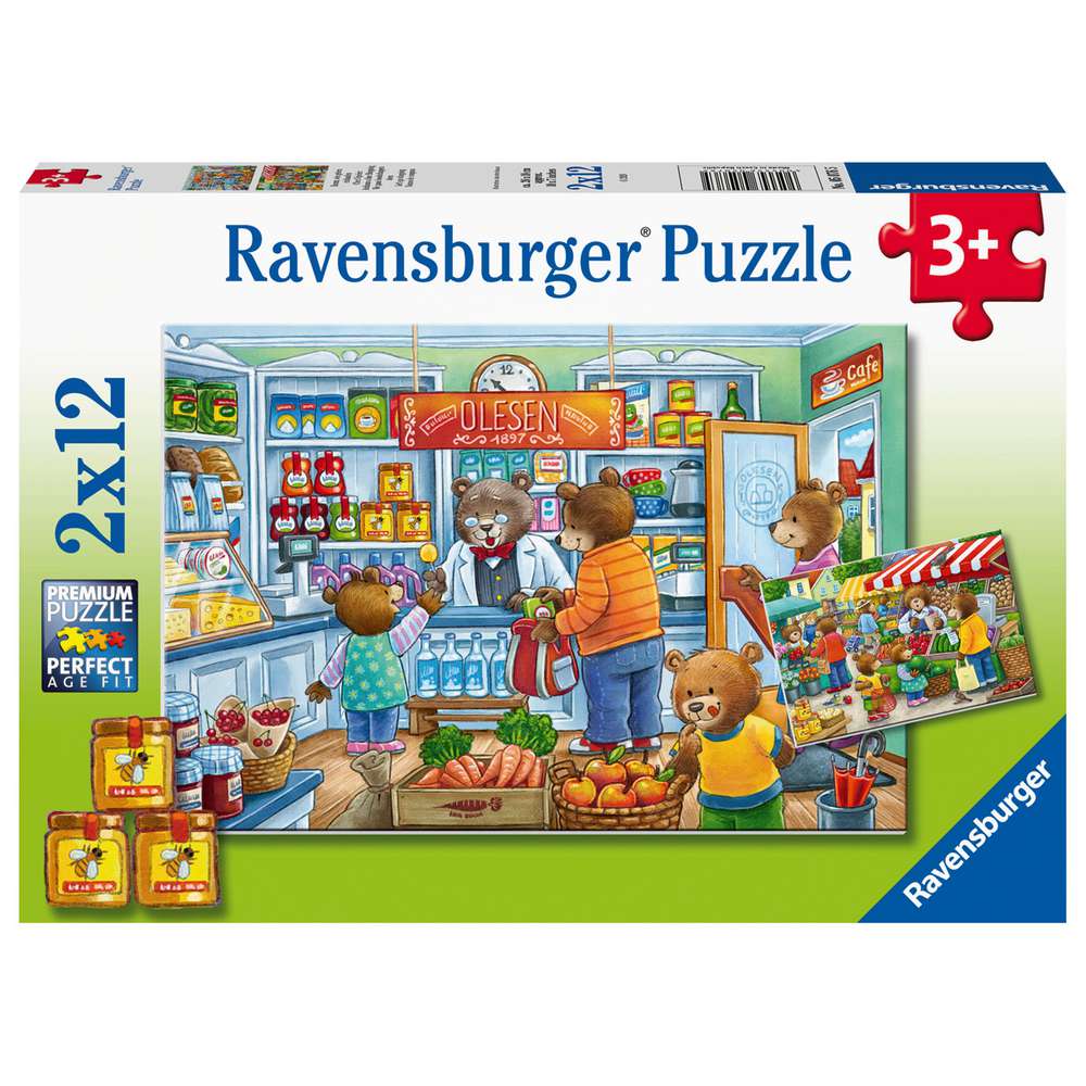 Produktabbildung Ravensburger Puzzle 2x12 Teile, Komm wir gehen einkaufen