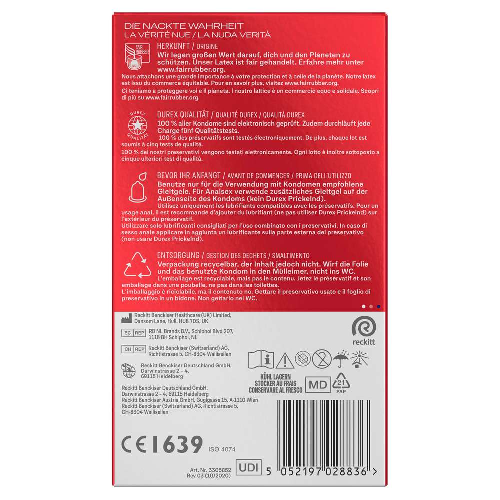 Produktabbildung Durex Kondome Gefühlsecht, extra feucht